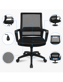 Silla de Oficina Ergonómica Giratoria con Soporte Lumbar Ajustable y Malla Transpirable - Altura Regulable
