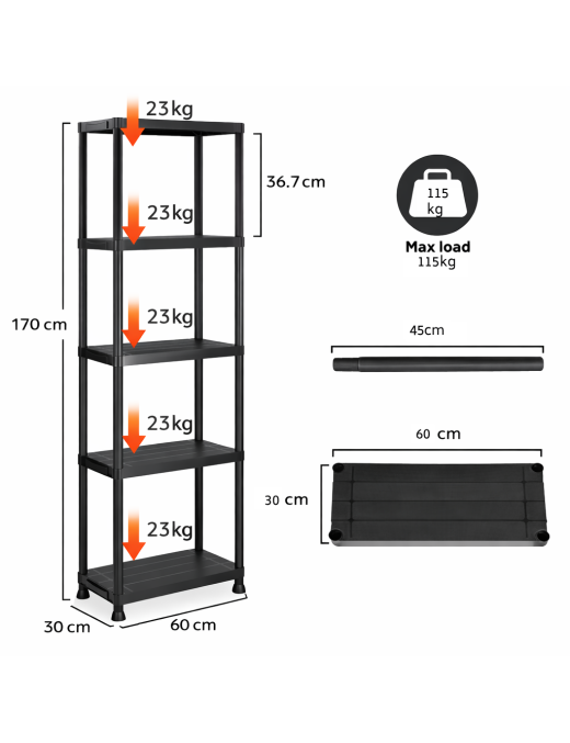 ESTANTERIA DE PLASTICO AM-PSR511-Black