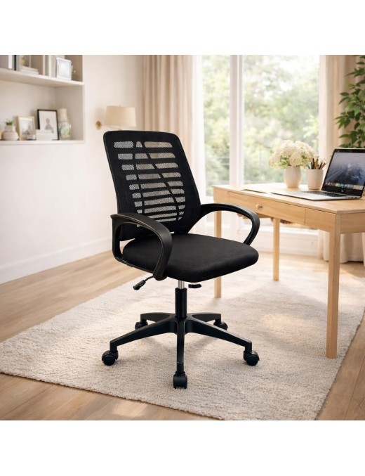 Silla Oficina Ergonómica T-LOVENDO con Soporte Lumbar y Respaldo Malla Transpirable - Altura Regulable con Ruedas