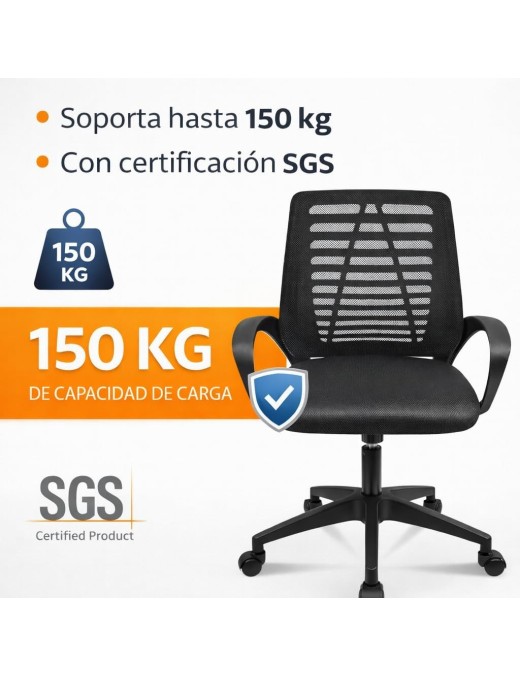 Silla Oficina Ergonómica T-LOVENDO con Soporte Lumbar y Respaldo Malla Transpirable - Altura Regulable con Ruedas