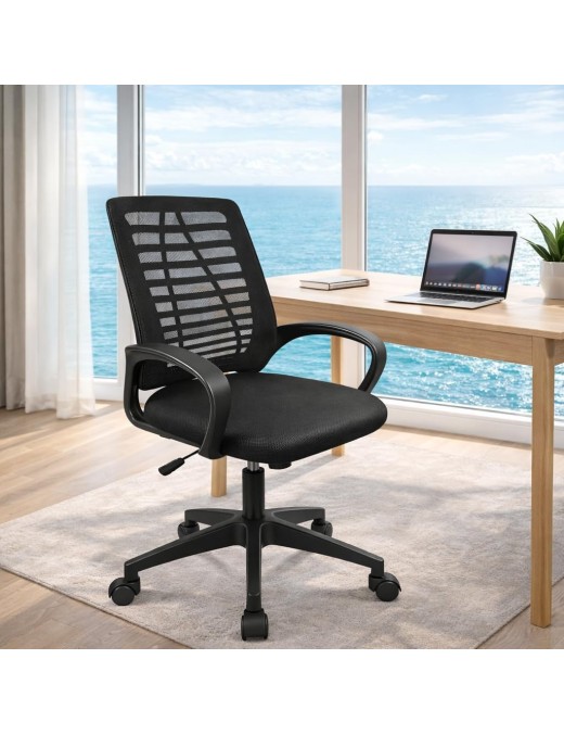 Silla Oficina Ergonómica T-LOVENDO con Soporte Lumbar y Respaldo Malla Transpirable - Altura Regulable con Ruedas