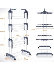 Tendedero Vertical Plegable con ruedas de Alta Capacidad - 4 Niveles con Barras de Acero Inoxidable y Alas Laterales