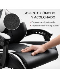Silla Gaming Ergonómica Reclinable con Cojín Lumbar y Cervical - Altura Ajustable y Reposabrazos Acolchados