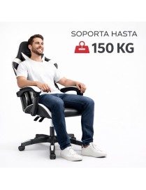 Silla Gaming Ergonómica Reclinable con Cojín Lumbar y Cervical - Altura Ajustable y Reposabrazos Acolchados