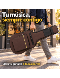 Funda para Guitarra T-Lovendo AM-GB01-Brown/Black Acolchada con Asas y Mochila