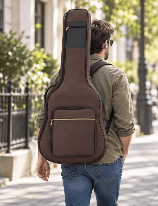 Funda para Guitarra T-Lovendo AM-GB01-Brown/Black Acolchada con Asas y Mochila