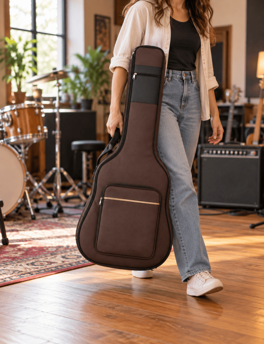 Funda para Guitarra T-Lovendo AM-GB01-Brown/Black Acolchada con Asas y Mochila