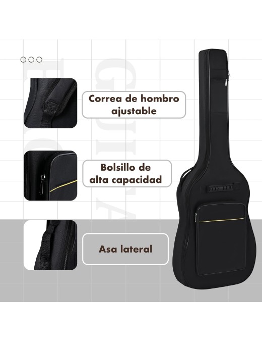 Funda para Guitarra T-Lovendo AM-GB01-Brown/Black Acolchada con Asas y Mochila