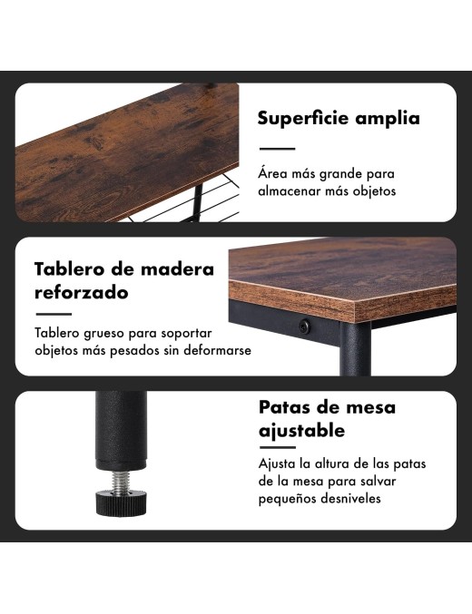 Perchero Zapatero T-Lovendo de Madera y Metal con Ganchos y Estantería para Entrada