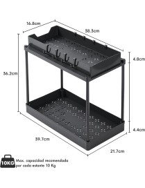 Pack 2 Estantes Organizadores T-Lovendo para Bajo Fregadero y Armario de Cocina con Ganchos